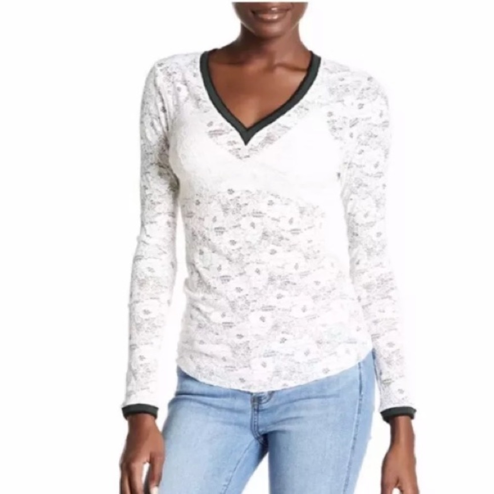 NWT Free people ivory lace long sleeve shirt m